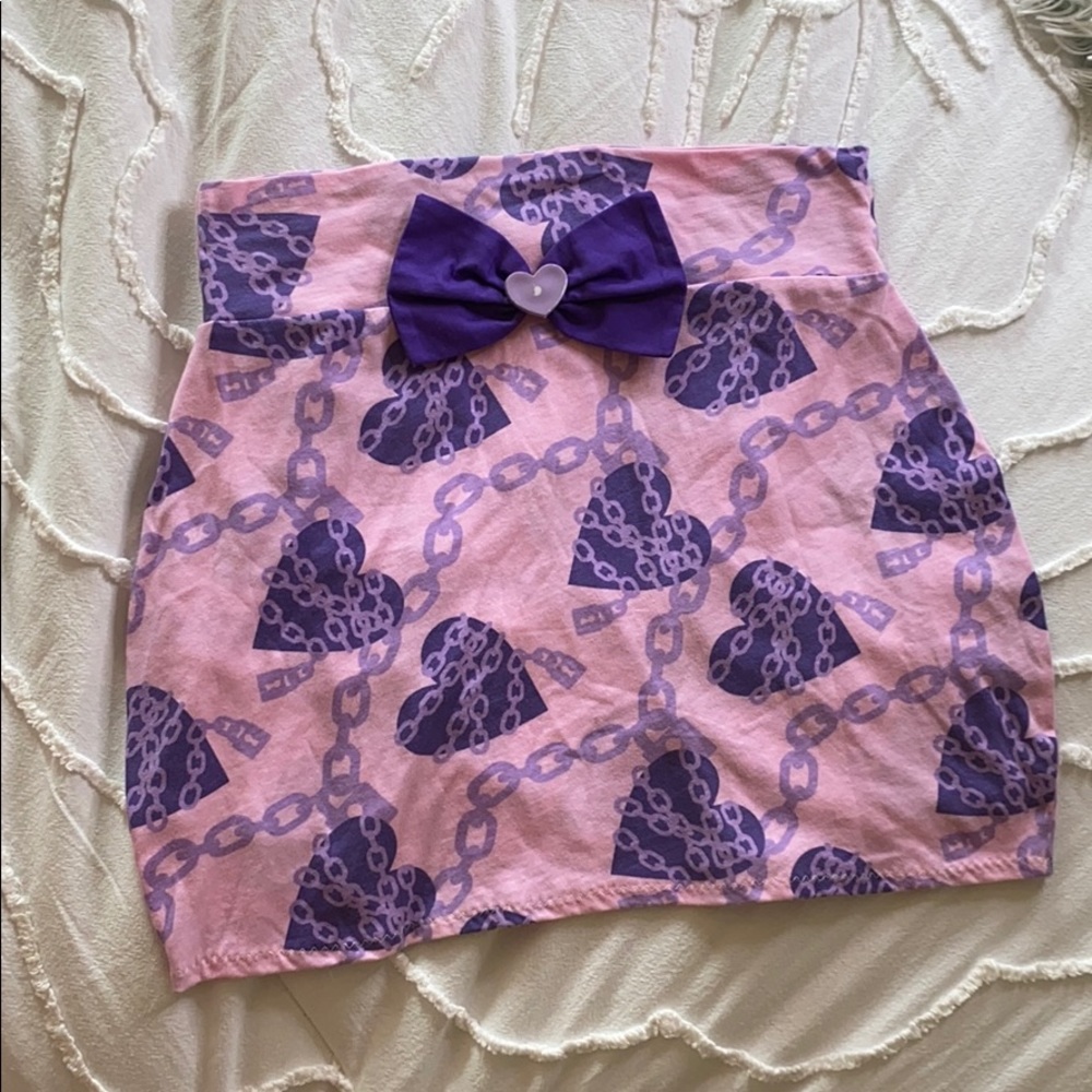 💘 Handmade Heart Chain Print Bodycon Mini Skirt💘